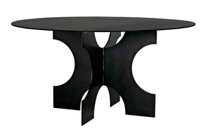 Noir Element Dining Table – Modern Matte Black Metal Design with Bold "X" Base for Stylish Dining Spaces GTAB568MTB