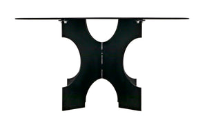 Noir Element Dining Table – Modern Matte Black Metal Design with Bold "X" Base for Stylish Dining Spaces GTAB568MTB