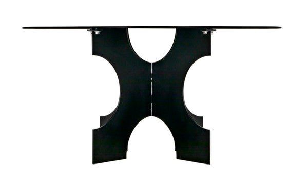 Noir Element Dining Table – Modern Matte Black Metal Design with Bold "X" Base for Stylish Dining Spaces GTAB568MTB