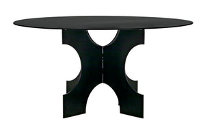 Noir Element Dining Table – Modern Matte Black Metal Design with Bold "X" Base for Stylish Dining Spaces GTAB568MTB
