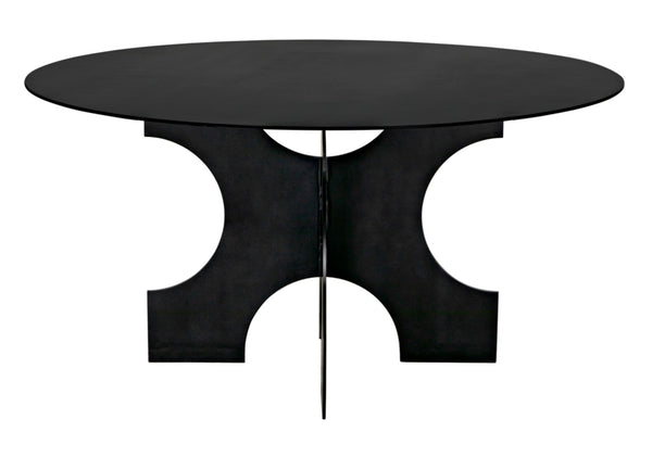 Noir Element Dining Table – Modern Matte Black Metal Design with Bold "X" Base for Stylish Dining Spaces GTAB568MTB