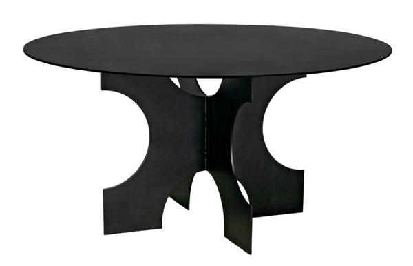 Noir Element Dining Table – Modern Matte Black Metal Design with Bold "X" Base for Stylish Dining Spaces GTAB568MTB
