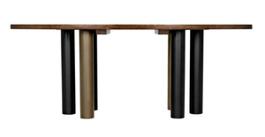 Noir Journal Oval Dining Table - Hand-Carved Solid Walnut with Industrial Black & Brass Base for 6-8 GTAB572DW