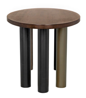 Noir Journal Oval Dining Table - Hand-Carved Solid Walnut with Industrial Black & Brass Base for 6-8 GTAB572DW