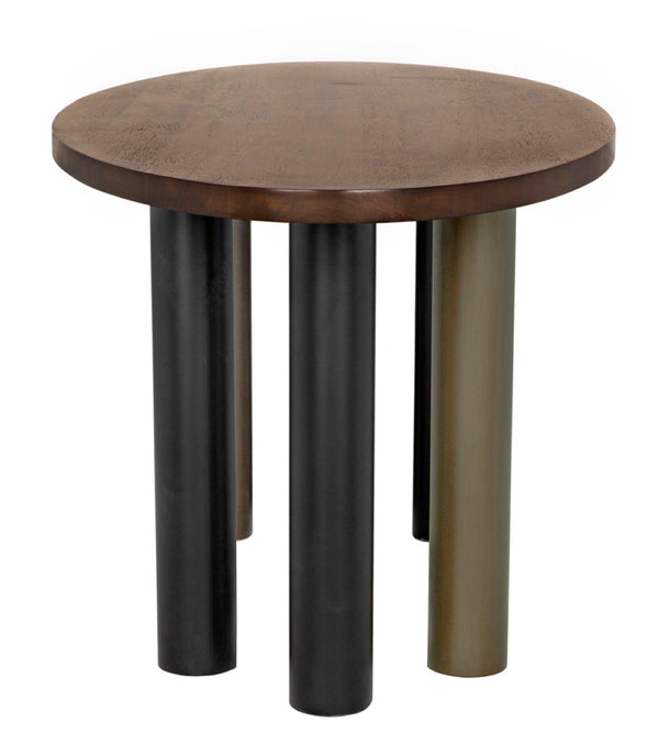Noir Journal Oval Dining Table - Hand-Carved Solid Walnut with Industrial Black & Brass Base for 6-8 GTAB572DW