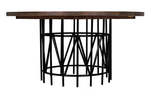 Noir Silberman Dining Table - Handcrafted Dark Walnut Design with Durable Black Iron Base for Elegance GTAB573DW