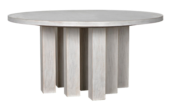 Noir Resistance Dining Table - Hand-Carved Solid Mahogany with White Wash Finish for Elegant Dining Spaces GTAB576WH
