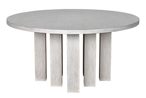 Noir Resistance Dining Table - Hand-Carved Solid Mahogany with White Wash Finish for Elegant Dining Spaces GTAB576WH