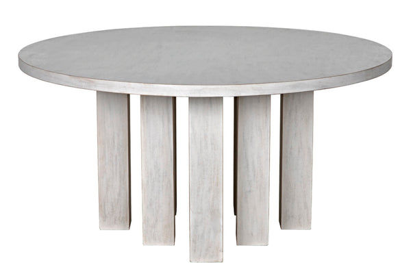 Noir Resistance Dining Table - Hand-Carved Solid Mahogany with White Wash Finish for Elegant Dining Spaces GTAB576WH