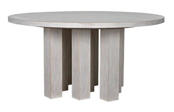 Noir Resistance Dining Table - Hand-Carved Solid Mahogany with White Wash Finish for Elegant Dining Spaces GTAB576WH