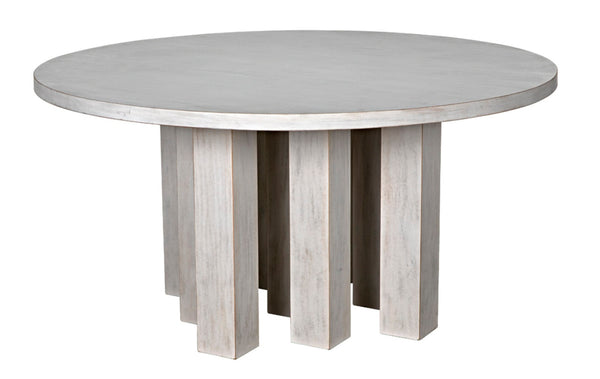Noir Resistance Dining Table - Hand-Carved Solid Mahogany with White Wash Finish for Elegant Dining Spaces GTAB576WH