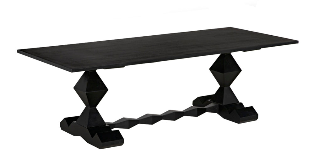 Noir Madeira Dining Table - Hand-Carved Mahogany with Elegant Black Finish for Stylish Gatherings GTAB577HB