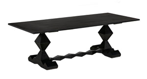 Noir Madeira Dining Table - Hand-Carved Mahogany with Elegant Black Finish for Stylish Gatherings GTAB577HB