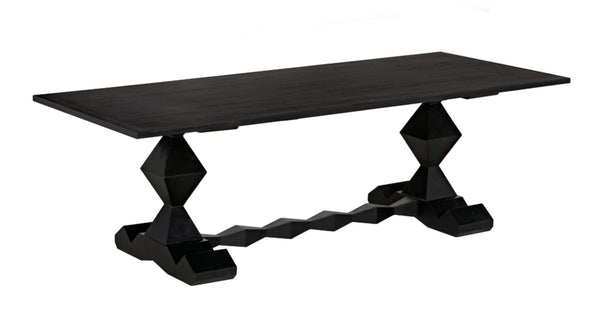 Noir Madeira Dining Table - Hand-Carved Mahogany with Elegant Black Finish for Stylish Gatherings GTAB577HB