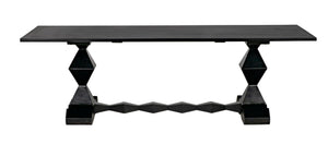 Noir Madeira Dining Table - Hand-Carved Mahogany with Elegant Black Finish for Stylish Gatherings GTAB577HB