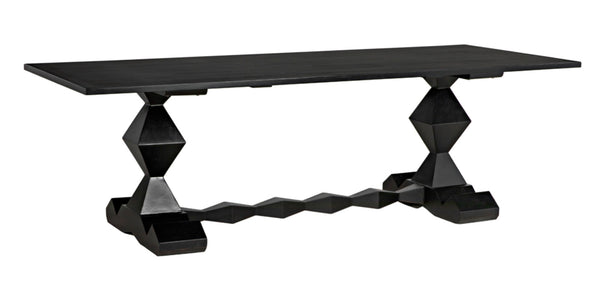 Noir Madeira Dining Table - Hand-Carved Mahogany with Elegant Black Finish for Stylish Gatherings GTAB577HB