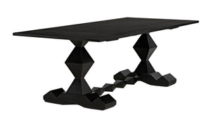 Noir Madeira Dining Table - Hand-Carved Mahogany with Elegant Black Finish for Stylish Gatherings GTAB577HB