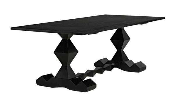 Noir Madeira Dining Table - Hand-Carved Mahogany with Elegant Black Finish for Stylish Gatherings GTAB577HB