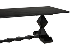 Noir Madeira Dining Table - Hand-Carved Mahogany with Elegant Black Finish for Stylish Gatherings GTAB577HB