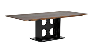 Noir Cameron Table - Bold Industrial Dining Table with Walnut Top & Sturdy Steel Base for Modern Spaces GTAB580MTB