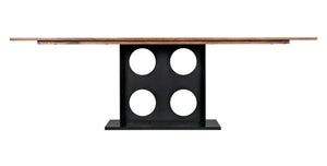 Noir Cameron Table - Bold Industrial Dining Table with Walnut Top & Sturdy Steel Base for Modern Spaces GTAB580MTB