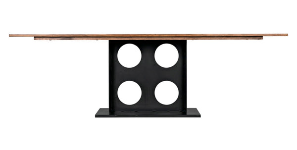 Noir Cameron Table - Bold Industrial Dining Table with Walnut Top & Sturdy Steel Base for Modern Spaces GTAB580MTB