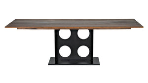 Noir Cameron Table - Bold Industrial Dining Table with Walnut Top & Sturdy Steel Base for Modern Spaces GTAB580MTB
