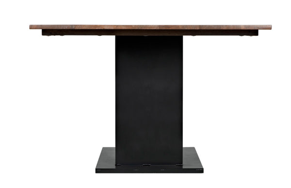 Noir Cameron Table - Bold Industrial Dining Table with Walnut Top & Sturdy Steel Base for Modern Spaces GTAB580MTB