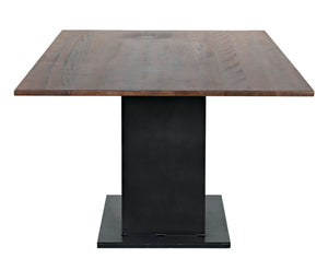 Noir Cameron Table - Bold Industrial Dining Table with Walnut Top & Sturdy Steel Base for Modern Spaces GTAB580MTB