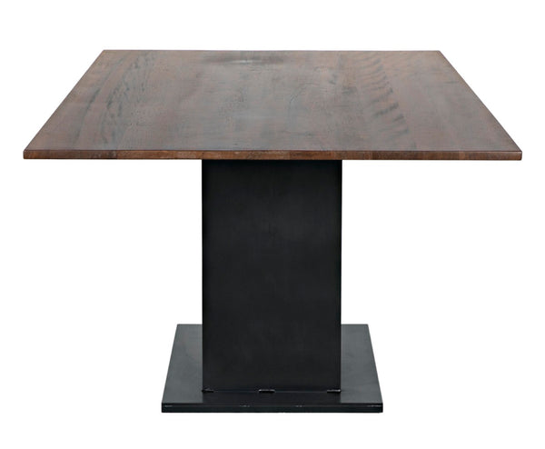 Noir Cameron Table - Bold Industrial Dining Table with Walnut Top & Sturdy Steel Base for Modern Spaces GTAB580MTB