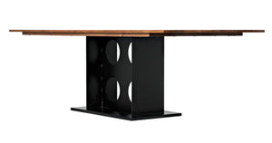Noir Cameron Table - Bold Industrial Dining Table with Walnut Top & Sturdy Steel Base for Modern Spaces GTAB580MTB