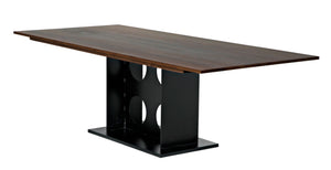 Noir Cameron Table - Bold Industrial Dining Table with Walnut Top & Sturdy Steel Base for Modern Spaces GTAB580MTB