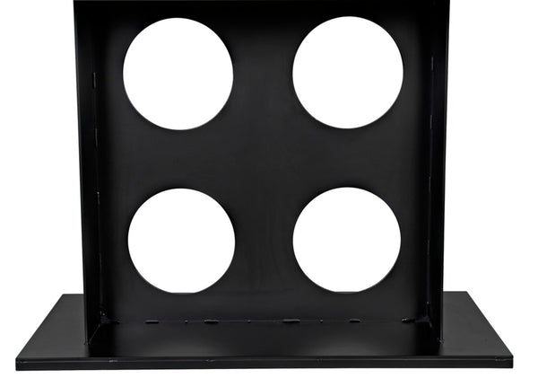 Noir Cameron Table - Bold Industrial Dining Table with Walnut Top & Sturdy Steel Base for Modern Spaces GTAB580MTB