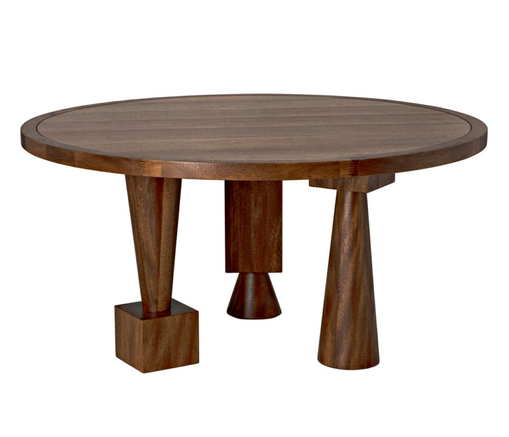 Noir Hybrid Dining Table - Hand-Rubbed Dark Walnut with Geometric Design for Modern Dining & Workspaces GTAB581DW