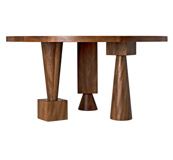 Noir Hybrid Dining Table - Hand-Rubbed Dark Walnut with Geometric Design for Modern Dining & Workspaces GTAB581DW