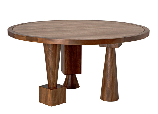 Noir Hybrid Dining Table - Hand-Rubbed Dark Walnut with Geometric Design for Modern Dining & Workspaces GTAB581DW