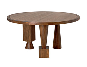 Noir Hybrid Dining Table - Hand-Rubbed Dark Walnut with Geometric Design for Modern Dining & Workspaces GTAB581DW