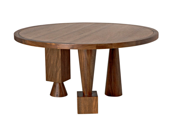 Noir Hybrid Dining Table - Hand-Rubbed Dark Walnut with Geometric Design for Modern Dining & Workspaces GTAB581DW
