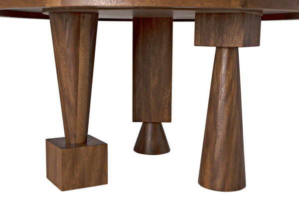 Noir Hybrid Dining Table - Hand-Rubbed Dark Walnut with Geometric Design for Modern Dining & Workspaces GTAB581DW