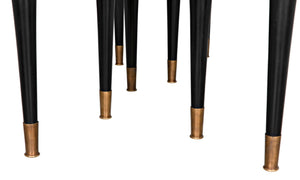 Noir Romeo Dining Table - Artisan-Crafted Solid Mahogany with Hand-Rubbed Black Finish & Brass Legs GTAB582HB