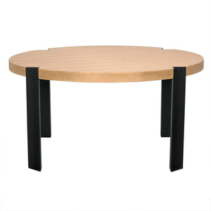 Noir Corso Dining Table - Elegant Square White Oak with Industrial Steel Base for Timeless Dining Style GTAB597WO