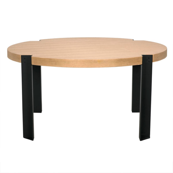 Noir Corso Dining Table - Elegant Square White Oak with Industrial Steel Base for Timeless Dining Style GTAB597WO