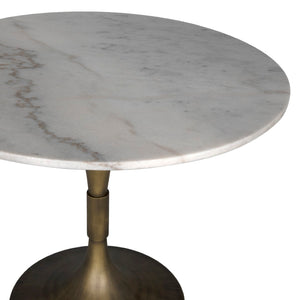 Noir Jman Table 36" - Aged Brass & Bianco Crown Marble, Industrial-Classic Design for Modern Dining Spaces GTAB598AB-36