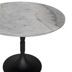 Noir Jamna 36" Round Dining Table with Matte Black Iron Base & Bianco Crown Marble Top for Modern Elegance GTAB598MTB-36