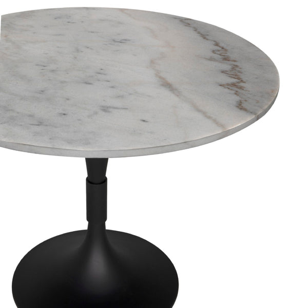 Noir Jamna 36" Round Dining Table with Matte Black Iron Base & Bianco Crown Marble Top for Modern Elegance GTAB598MTB-36