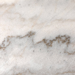 Noir Joni Table 36" - Industrial Elegance with Bianco Crown Marble Top for Modern Dining Spaces Aged Brass GTAB599AB-36