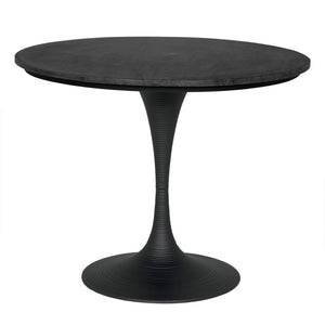 Noir Joni Table 36" - Industrial Elegance with Bianco Crown Marble Top for Modern Dining Spaces Matte Black GTAB599MTB-36
