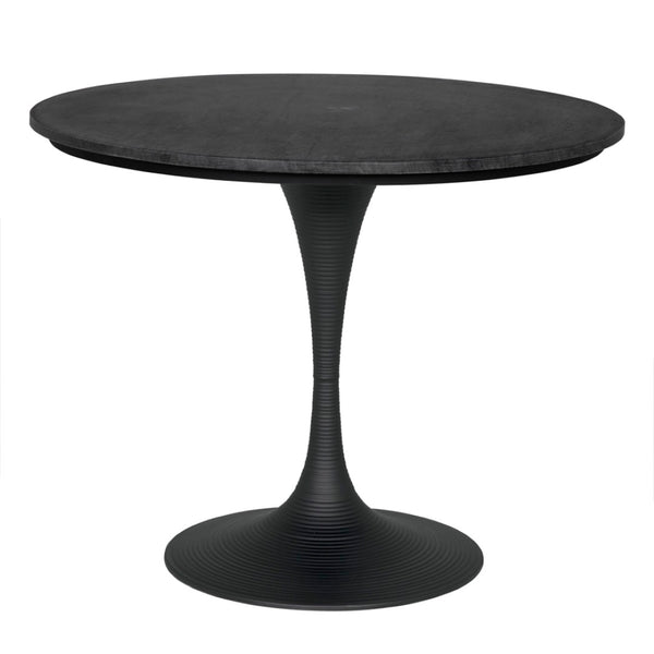 Noir Joni Table 36" - Industrial Elegance with Bianco Crown Marble Top for Modern Dining Spaces Matte Black GTAB599MTB-36