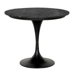 Noir Joni Table 36" - Industrial Elegance with Bianco Crown Marble Top for Modern Dining Spaces Matte Black GTAB599MTB-36