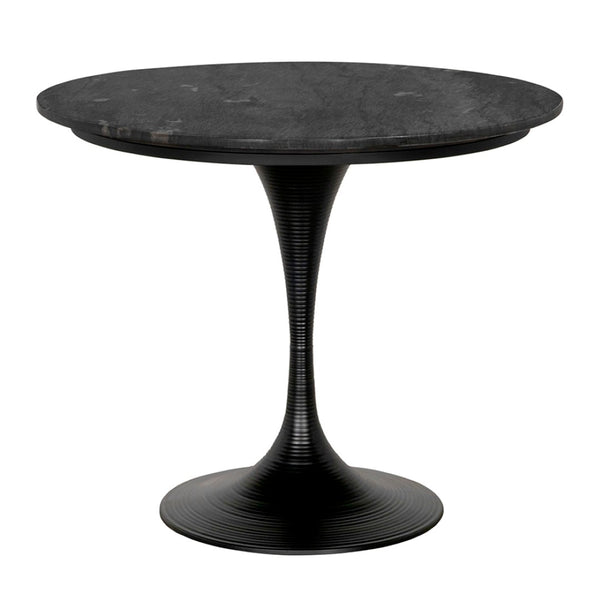 Noir Joni Table 36" - Industrial Elegance with Bianco Crown Marble Top for Modern Dining Spaces Matte Black GTAB599MTB-36